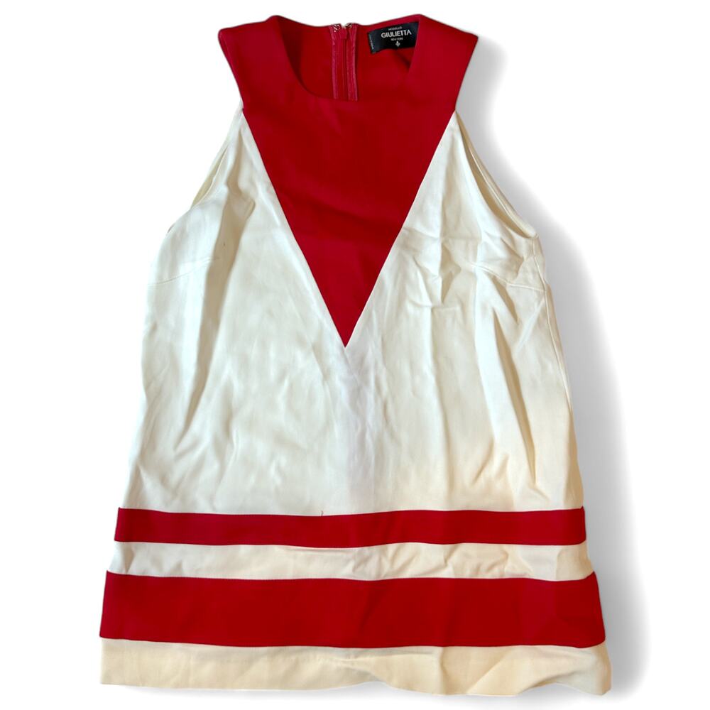 Italian Viscose Stretch Sleeveless Top Color Block Made in Italy Giulietta